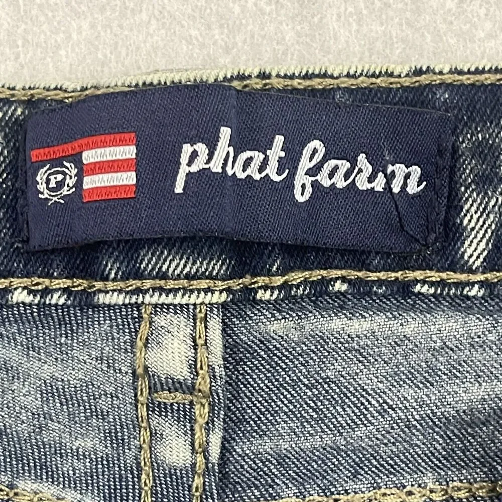 Phat Farm Moto Jeans Boys 5 Blue Vintage Acid Wash Distressed Skinny Fit Denim